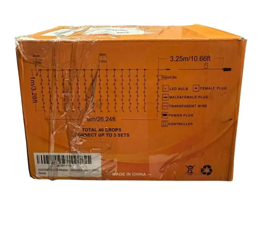 Kemooie 400 LED Window Curtain String Lights Warm White 26.24ft x 3.28ft
